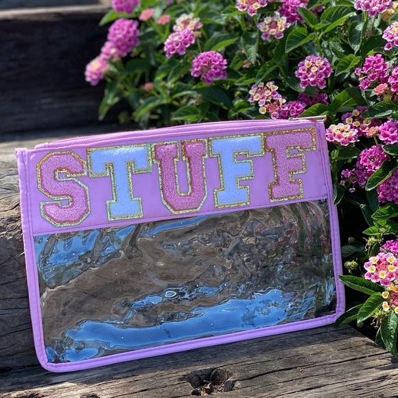 Handbags - Chenille Letter Clear Pouch ~ in STUFF 💖